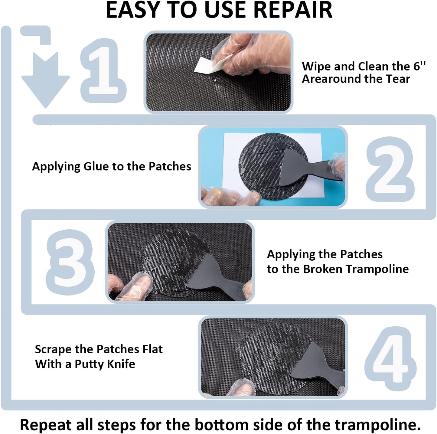 Trampoline Patch Repair Kit 4 Inch Circle on Patches | Repair Trampoline Mat Tear or Hole