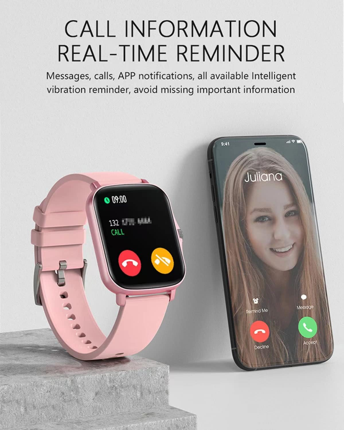 Smart Fitness Tracker Watch for Android/Ios - IP68 Waterproof, Heart Rate/Blood Oxygen/Sleep Monitoring, 8 Sports Modes, Breath Training, Weather Updates - 1.69-Inch Display for Men and Women