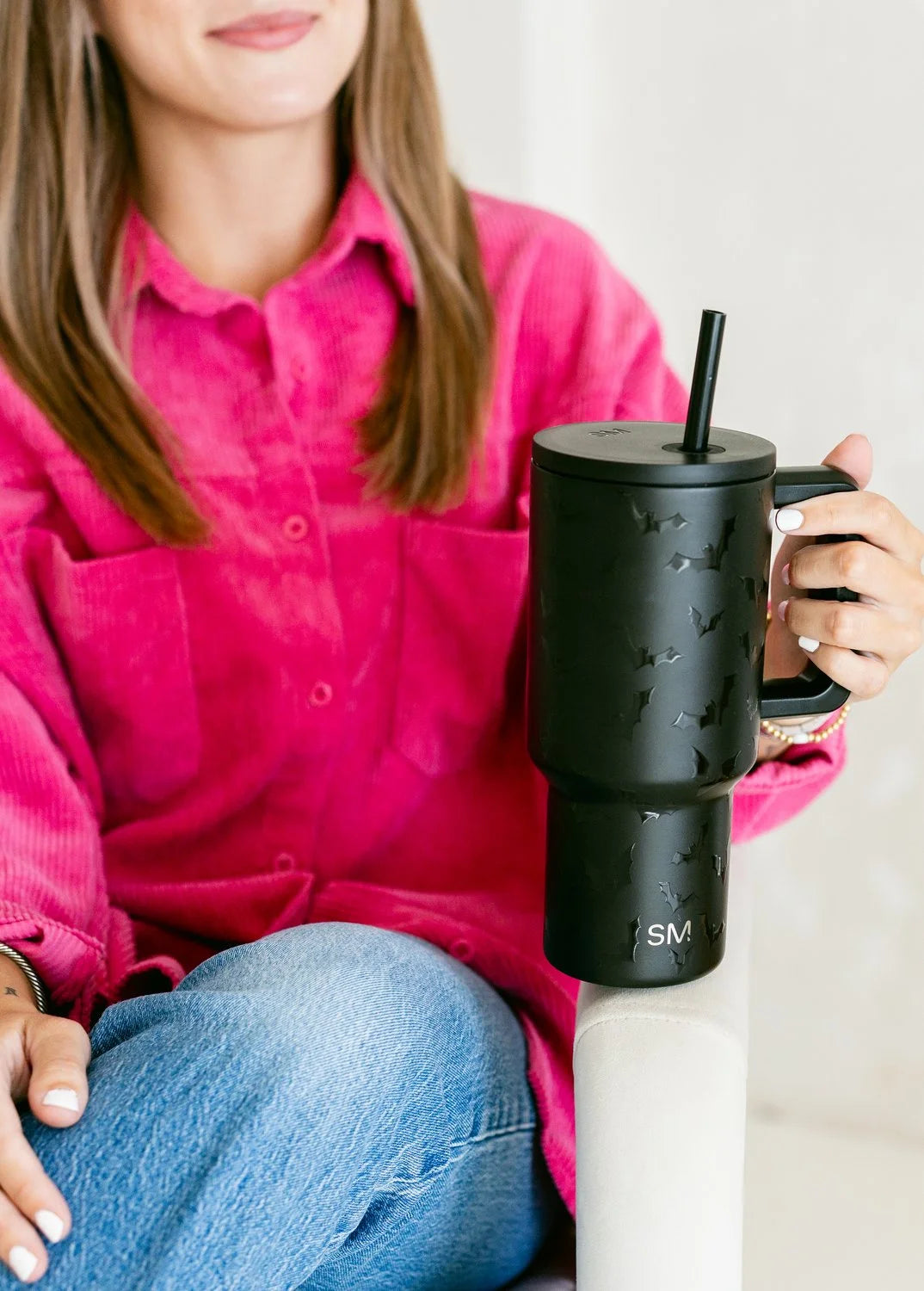 30 Fl Oz Insulated Stainless Steel Trek Tumbler with Straw Lid | Spooky Bats