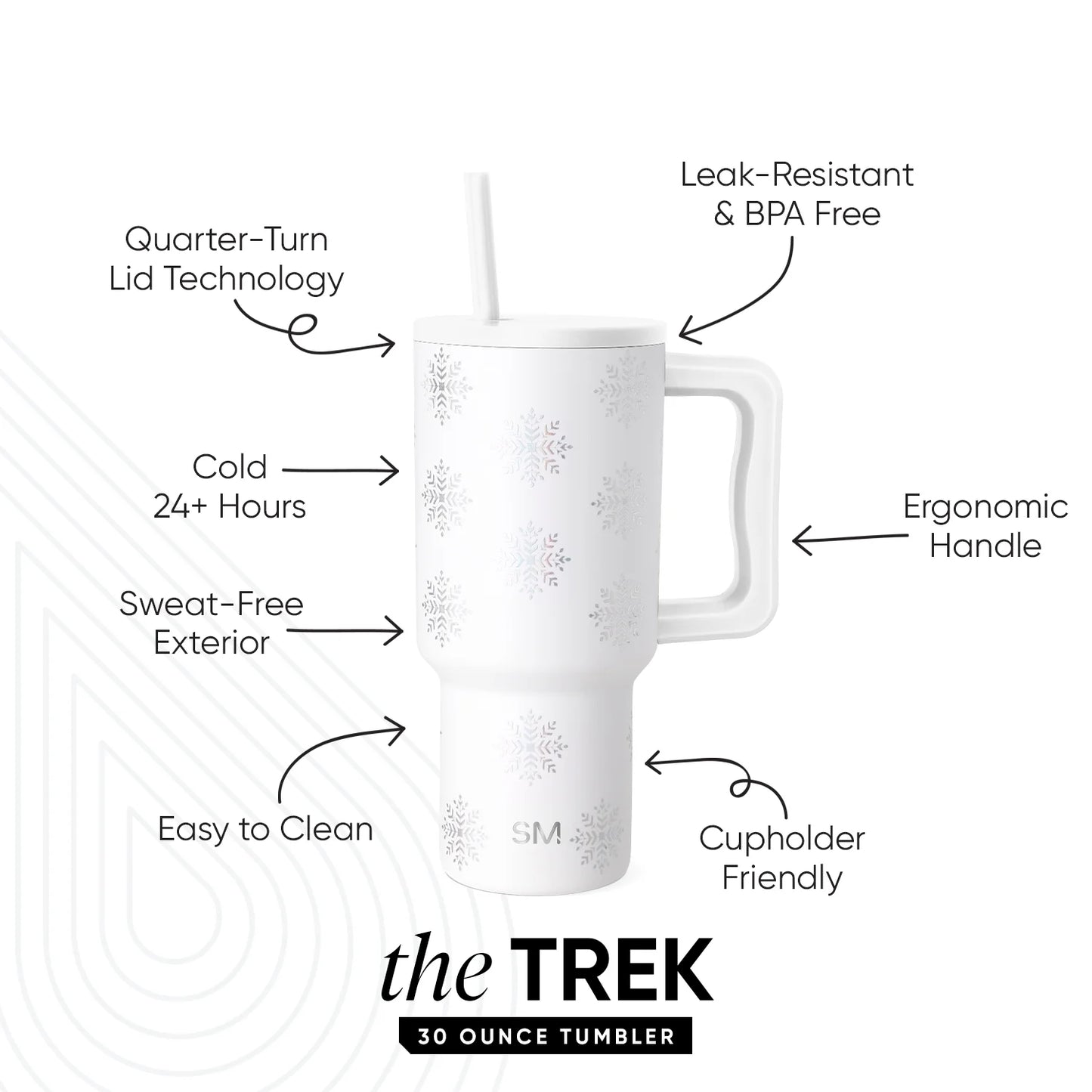 30 Fl Oz Insulated Stainless Steel Trek Tumbler with Straw Lid | Crystal Freeze