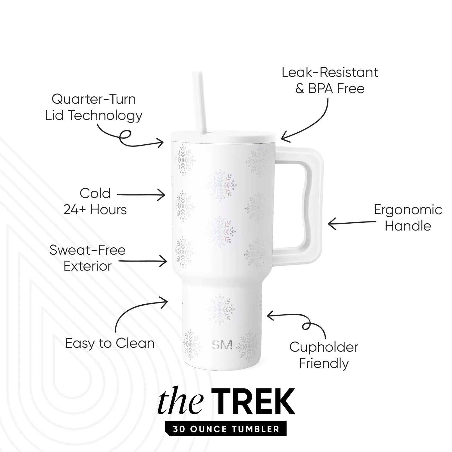 30 Fl Oz Insulated Stainless Steel Trek Tumbler with Straw Lid | Crystal Freeze