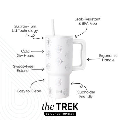 30 Fl Oz Insulated Stainless Steel Trek Tumbler with Straw Lid | Crystal Freeze